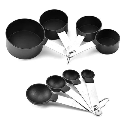 8-Piece Stainless Steel Measuring Cup and Spoon Set – Engraved Scale Markings for Precise Baking and Cooking