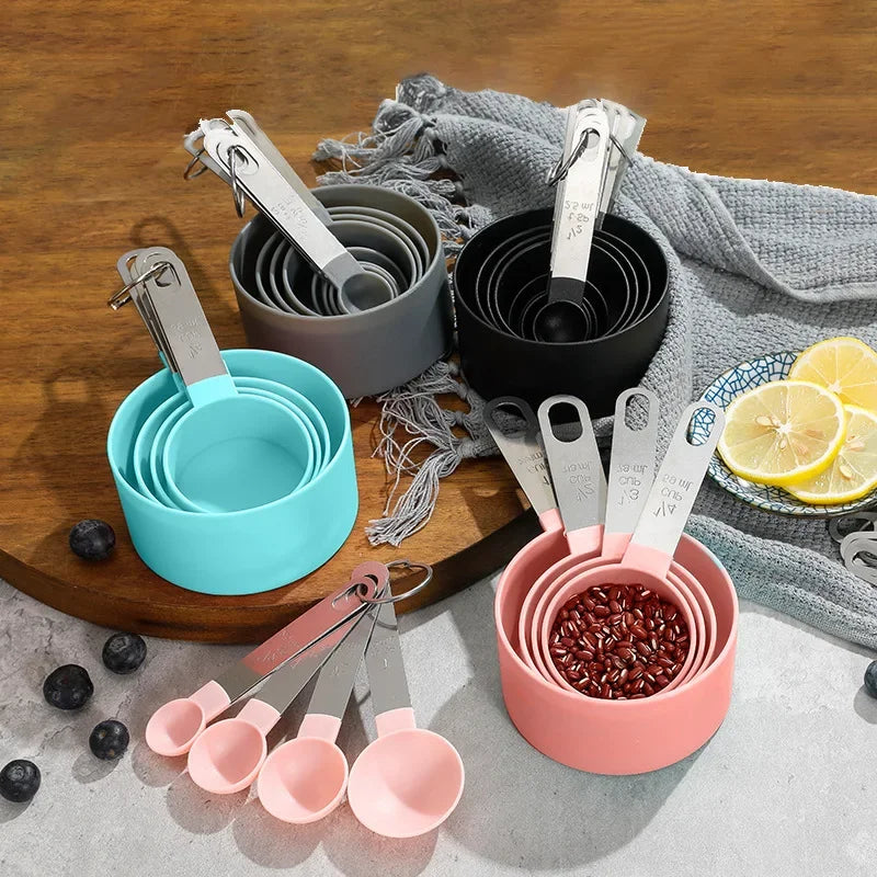 8-Piece Stainless Steel Measuring Cup and Spoon Set – Engraved Scale Markings for Precise Baking and Cooking
