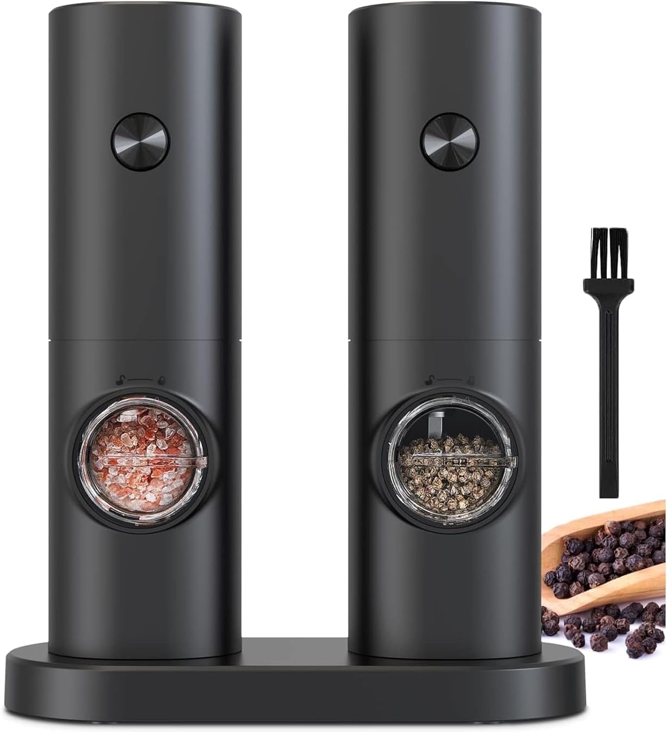 2-Pack Electric Salt & Pepper Grinder Set – One-Touch Operation, Adjustable Coarseness, LED Light, Battery Powered