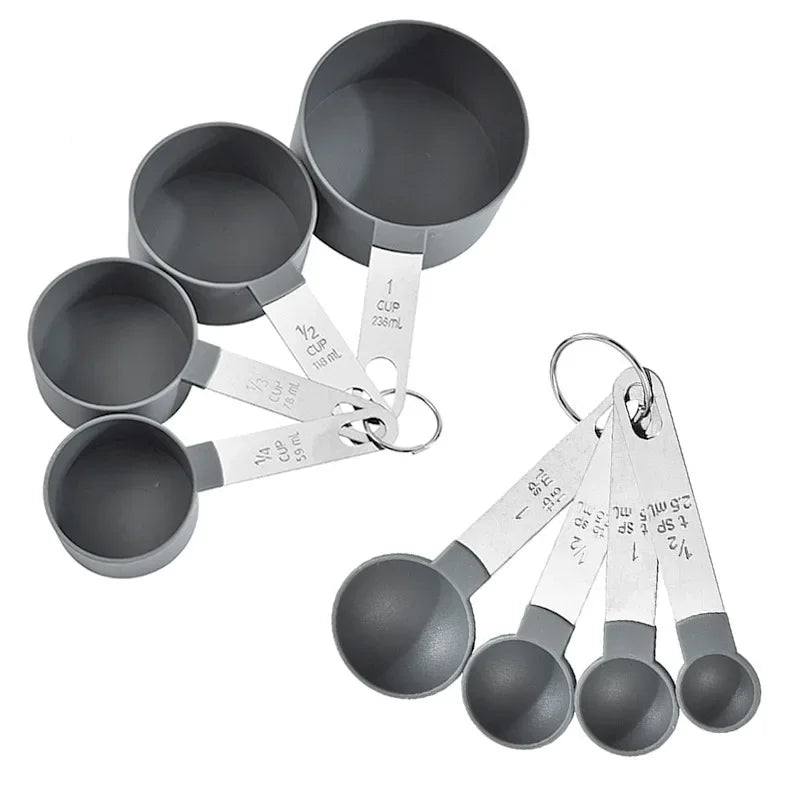 8-Piece Stainless Steel Measuring Cup and Spoon Set – Engraved Scale Markings for Precise Baking and Cooking