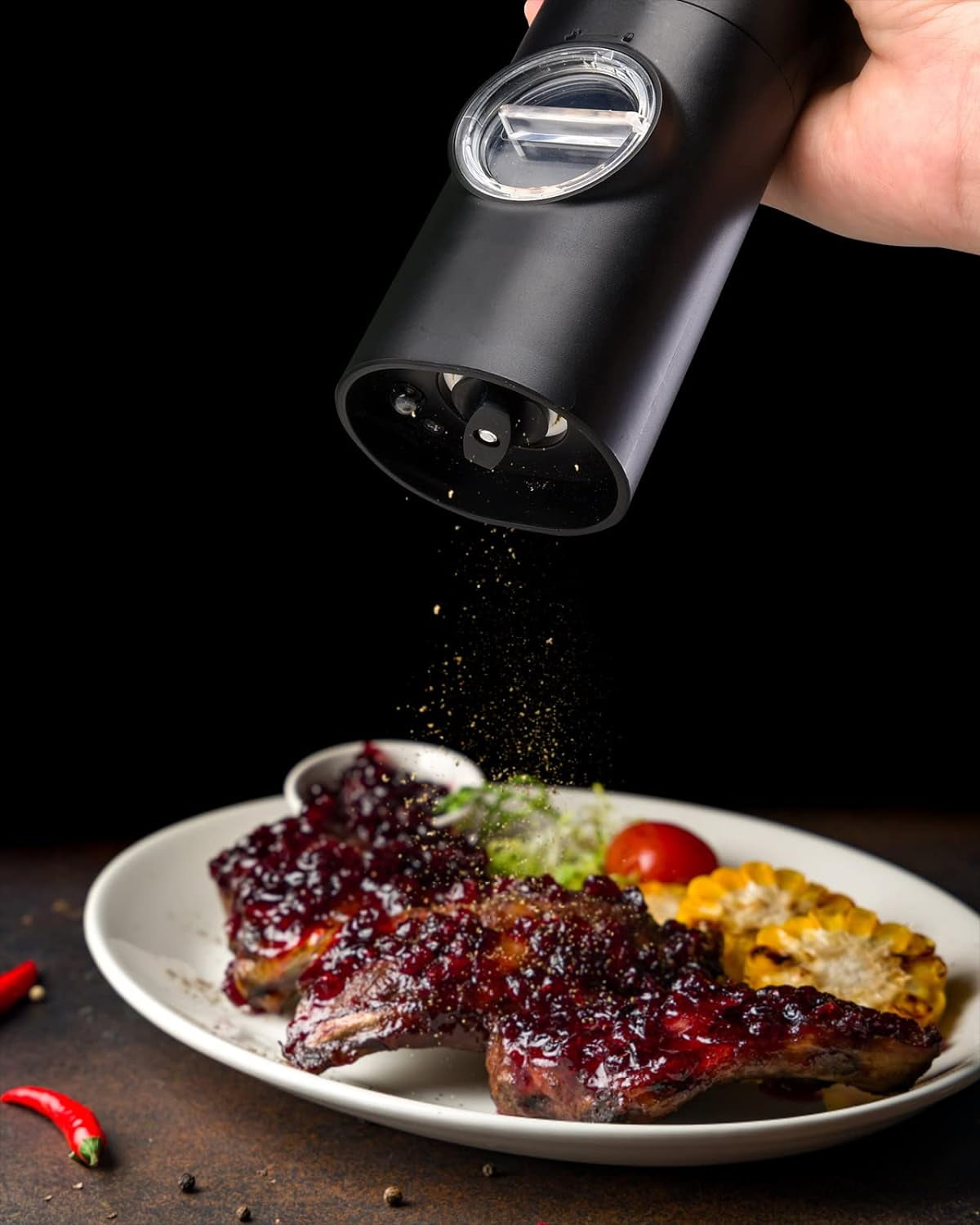 2-Pack Electric Salt & Pepper Grinder Set – One-Touch Operation, Adjustable Coarseness, LED Light, Battery Powered